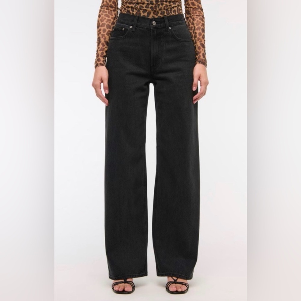 Abercrombie & Fitch | High Rise Wide Leg Jeans Washed Black Size 31 Long